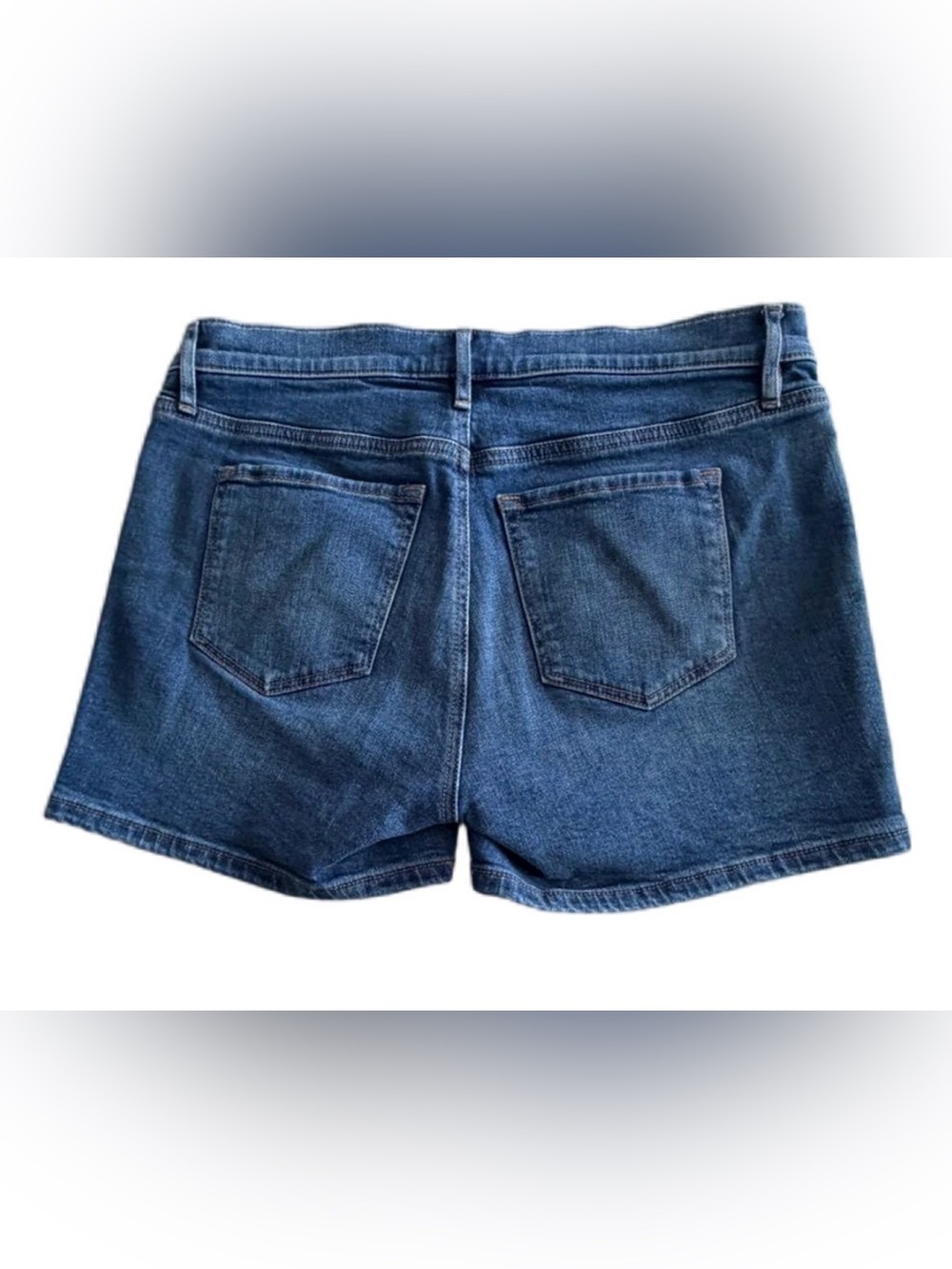 LOFT OUTLET Classic High-Rise Dark Blue Denim with Stripe Shorts - Picture 3 of 9